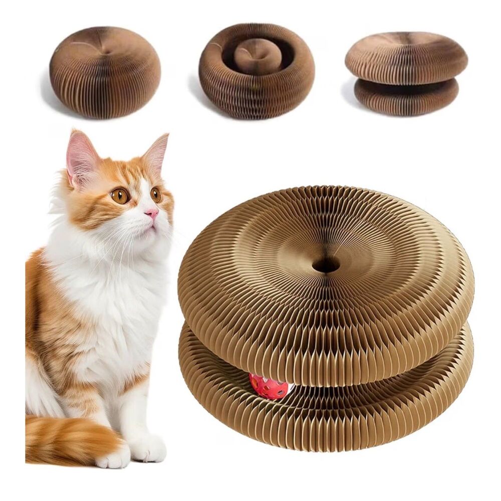 Magic Organ Cat Scratcher Foldable Cardboard Scratching Board Toy with Ball
